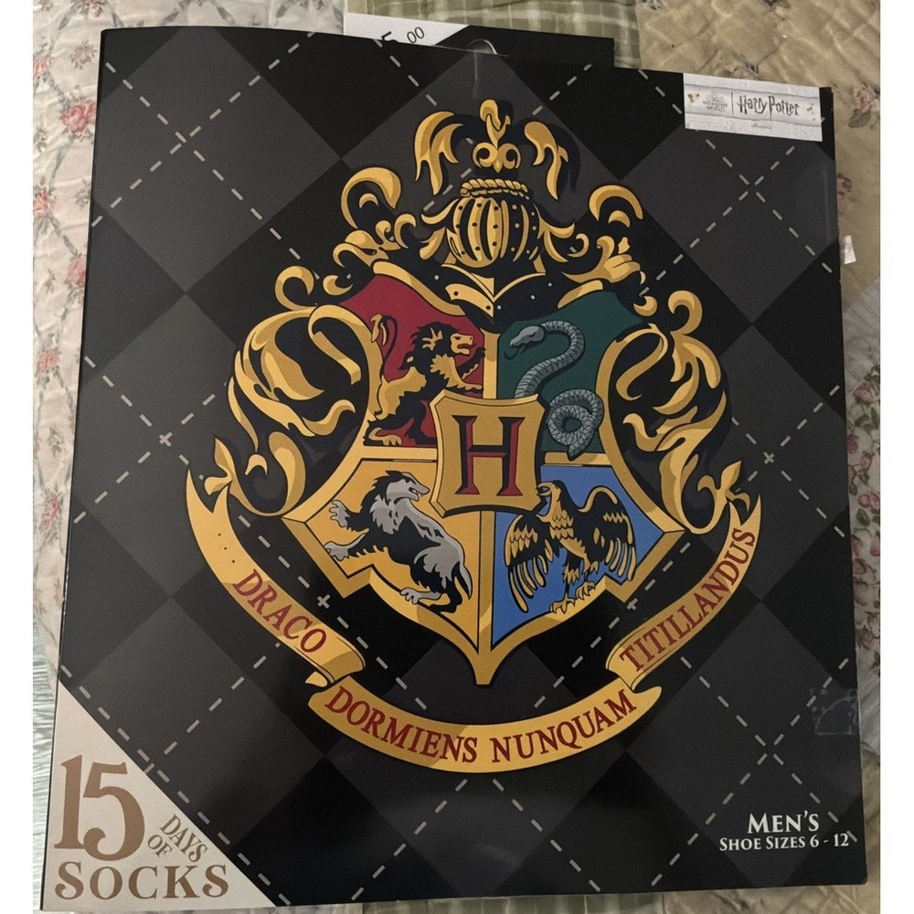 Harry Potter 15 Days Of Socks Mens Size 6-12 1 Door Open Socks Still There